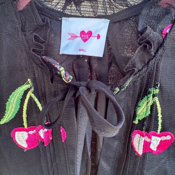 Buddy Love Black and Pink Puff Sleeve Sundress - Picture 6 of 7